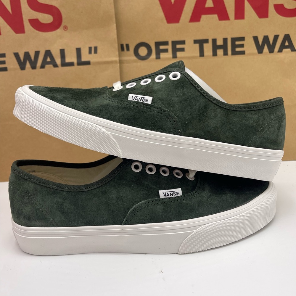 Vans Men’s Dark Green Suede Authentic Pig Suede Dried Kelp VN000D7YEMU Sneakers - Picture 8 of 16